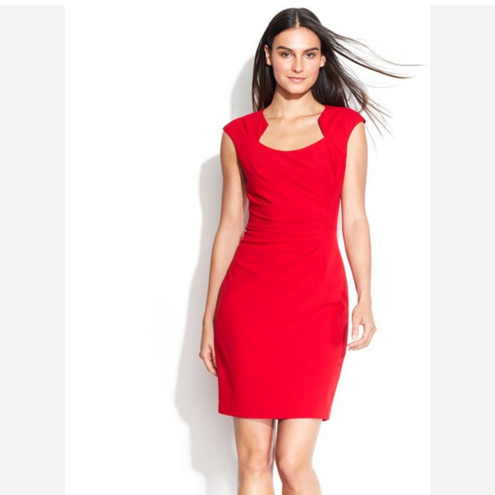 Red Sheath Cap-Sleeve Dress - Women's